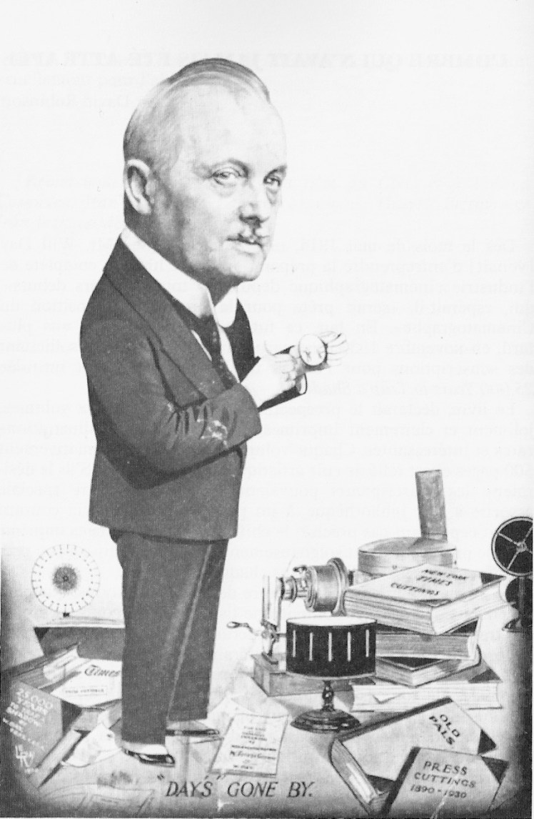 Will Day caricature with his collection