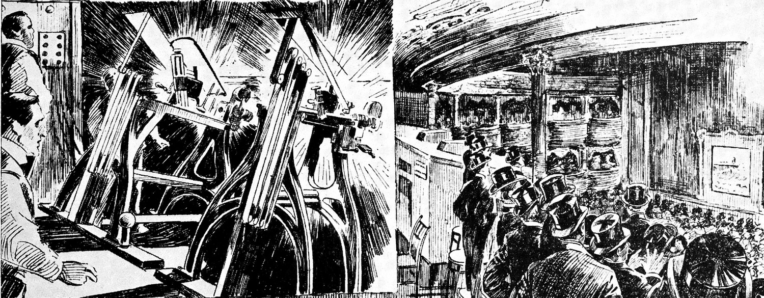 Birth of the Movies - 40 years since Vitascope premiere - many pics and docs - Motion Picture Herald April 25 1936 p15 #3